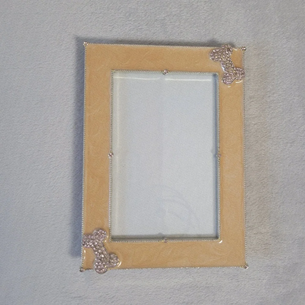 Vintage‎ Enamel Rhinestone Dog Bone Picture Photo Frame 4x6